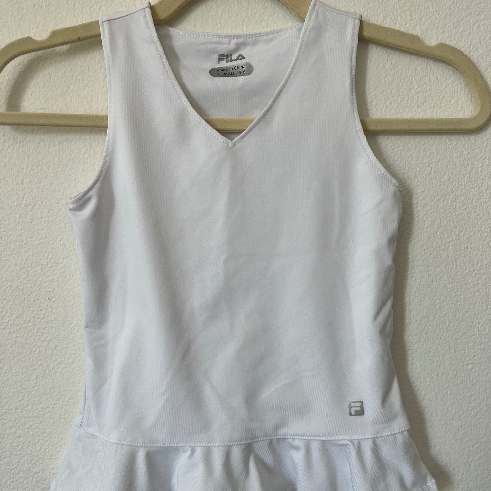Fila Girls White Stretch Peplum Tennis Tank Top XS 5-6